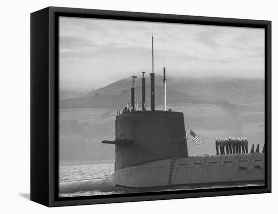 Polaris Missile Sub "Patrick Henry"Cruising on Clyde River on Patrol-John Dominis-Framed Stretched Canvas