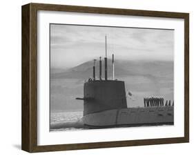 Polaris Missile Sub "Patrick Henry"Cruising on Clyde River on Patrol-John Dominis-Framed Photographic Print