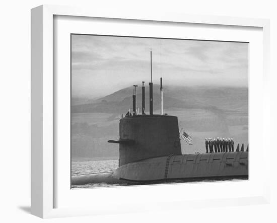 Polaris Missile Sub "Patrick Henry"Cruising on Clyde River on Patrol-John Dominis-Framed Photographic Print