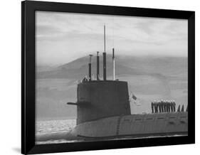 Polaris Missile Sub "Patrick Henry"Cruising on Clyde River on Patrol-John Dominis-Framed Photographic Print