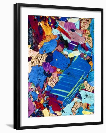 Polarised LM of a Thin Section of Gabbro Rock-PASIEKA-Framed Photographic Print