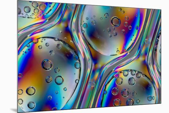 Polarized Stress Patterns in Row of Plastic Spoons with Carbonated Liquids from Above-Yon Marsh-Mounted Premium Photographic Print