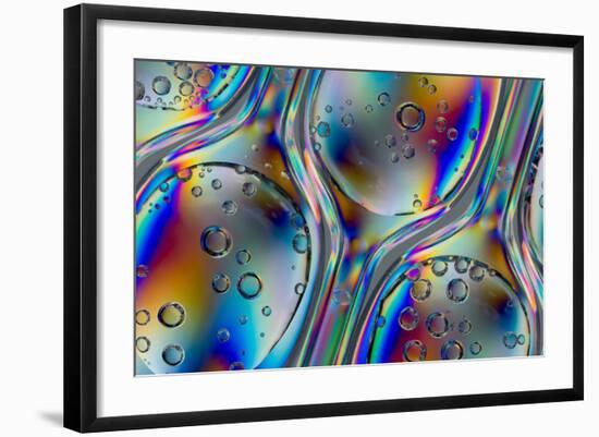 Polarized Stress Patterns in Row of Plastic Spoons with Carbonated Liquids from Above-Yon Marsh-Framed Photographic Print