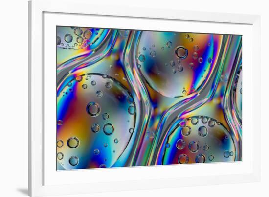 Polarized Stress Patterns in Row of Plastic Spoons with Carbonated Liquids from Above-Yon Marsh-Framed Photographic Print