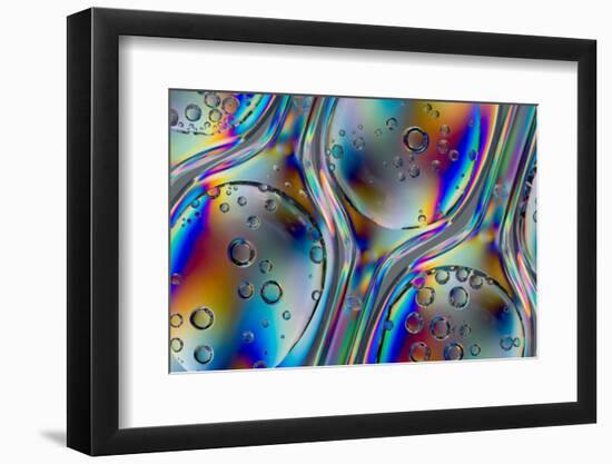 Polarized Stress Patterns in Row of Plastic Spoons with Carbonated Liquids from Above-Yon Marsh-Framed Photographic Print