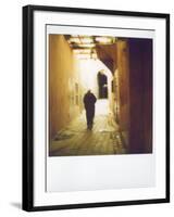 Polaroid Image of Man Walking Along Narrow, Dimly-Lit Street in the Medina, Fez, Morocco-Lee Frost-Framed Photographic Print