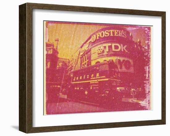 Polaroid Image Transfer of Piccadilly Circus with Red Double Decker Bus, London, England, UK-Lee Frost-Framed Photographic Print