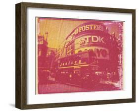 Polaroid Image Transfer of Piccadilly Circus with Red Double Decker Bus, London, England, UK-Lee Frost-Framed Photographic Print