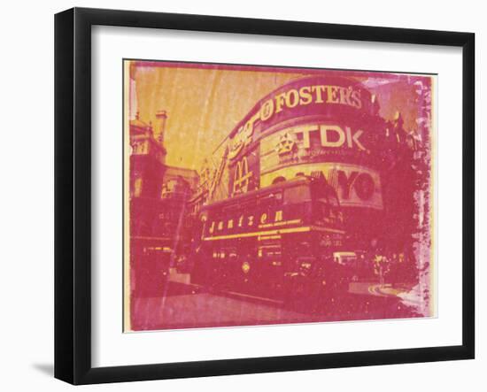 Polaroid Image Transfer of Piccadilly Circus with Red Double Decker Bus, London, England, UK-Lee Frost-Framed Photographic Print