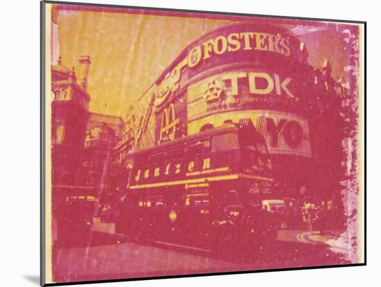 Polaroid Image Transfer of Piccadilly Circus with Red Double Decker Bus, London, England, UK-Lee Frost-Mounted Photographic Print