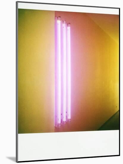 Polaroid of Colourful Stripes Created by Coloured Fluorescent Tubes-Lee Frost-Mounted Photographic Print