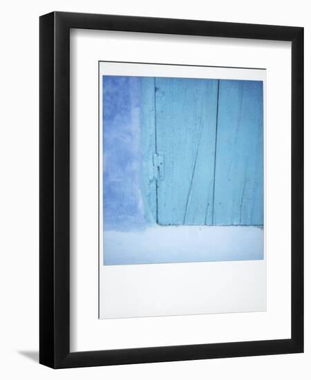 Polaroid of Detail of a Traditional Painted Blue Door Against Bluewashed Wall, Chefchaouen, Morocco-Lee Frost-Framed Photographic Print