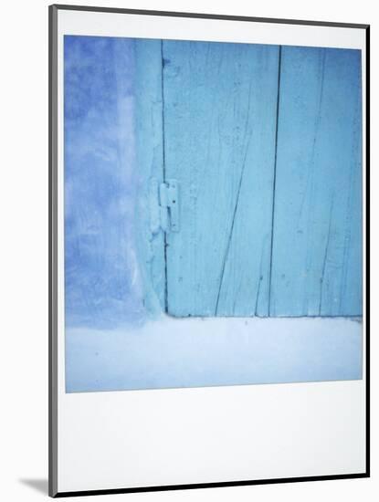 Polaroid of Detail of a Traditional Painted Blue Door Against Bluewashed Wall, Chefchaouen, Morocco-Lee Frost-Mounted Photographic Print