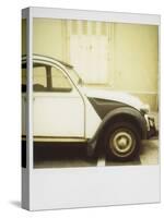Polaroid of Old Black and White Citroen 2Cv Parked on Street, Paris, France, Europe-Lee Frost-Stretched Canvas