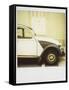 Polaroid of Old Black and White Citroen 2Cv Parked on Street, Paris, France, Europe-Lee Frost-Framed Stretched Canvas