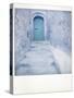 Polaroid of Traditional Bluewashed Street and Walls, Chefchaouen, Morocco, North Africa, Africa-Lee Frost-Stretched Canvas