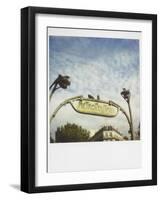 Polaroid of Two Pigeons Sitting on Sign Outside Paris Metro, Paris, France, Europe-Lee Frost-Framed Photographic Print