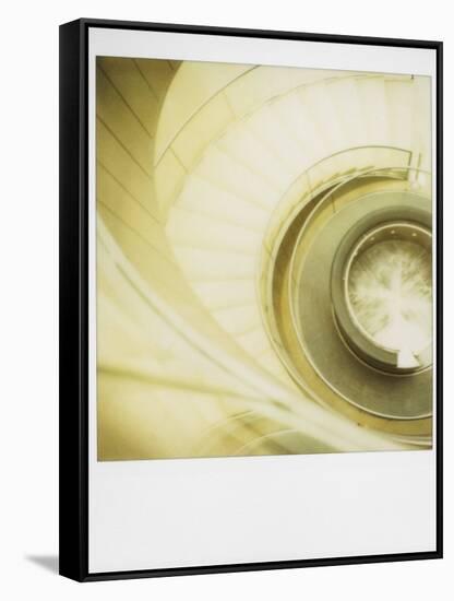 Polaroid of View Looking Down on Spiral Staircase in the Louvre Museum, Paris, France, Europe-Lee Frost-Framed Stretched Canvas