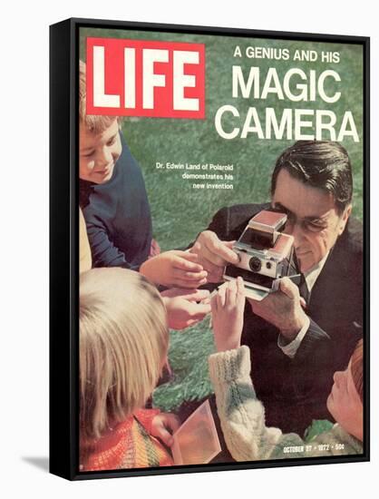 Polaroid's Edwin Land with New Instant Camera, October 27, 1972-Co Rentmeester-Framed Stretched Canvas