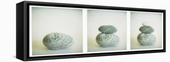 Polaroid Triptych of Sea-Worn Pebbles Created Using Three Polaroid Images-Lee Frost-Framed Stretched Canvas