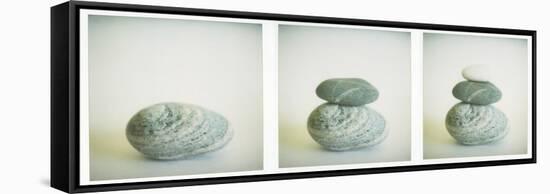 Polaroid Triptych of Sea-Worn Pebbles Created Using Three Polaroid Images-Lee Frost-Framed Stretched Canvas