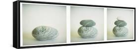 Polaroid Triptych of Sea-Worn Pebbles Created Using Three Polaroid Images-Lee Frost-Framed Stretched Canvas