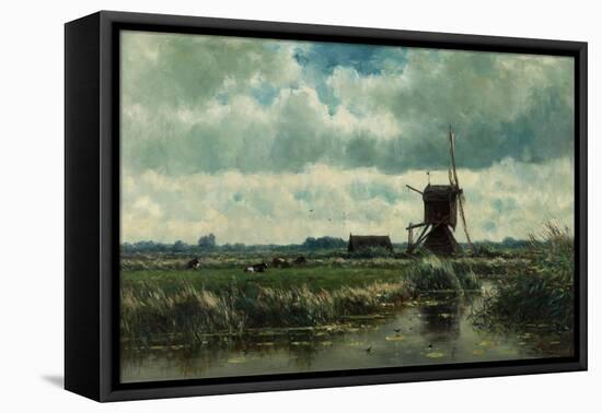 Polder Landscape with Windmill Near Abcoude, C. 1870-Willem Roelofs-Framed Stretched Canvas