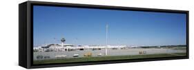 Pole and Vehicle Trailers at an Airport, Munich Airport, Munich, Bavaria, Germany-null-Framed Stretched Canvas