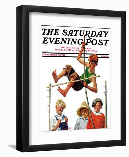 "Pole Vault," Saturday Evening Post Cover, September 3, 1927-George Brehm-Framed Giclee Print