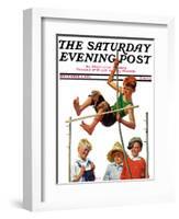 "Pole Vault," Saturday Evening Post Cover, September 3, 1927-George Brehm-Framed Giclee Print