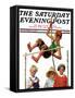 "Pole Vault," Saturday Evening Post Cover, September 3, 1927-George Brehm-Framed Stretched Canvas