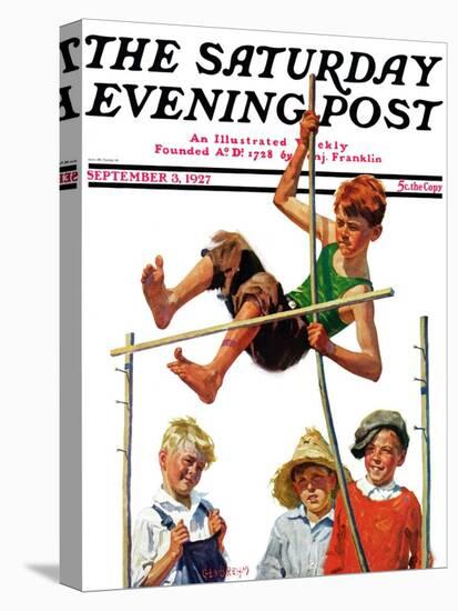 "Pole Vault," Saturday Evening Post Cover, September 3, 1927-George Brehm-Stretched Canvas