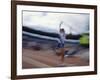 Pole Vaulter Flys over the Bar-Steven Sutton-Framed Photographic Print