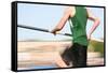 Pole Vaulter Running down the Runway (Motion Blur)-soupstock-Framed Stretched Canvas