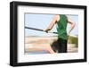 Pole Vaulter Running down the Runway (Motion Blur)-soupstock-Framed Photographic Print