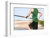 Pole Vaulter Running down the Runway (Motion Blur)-soupstock-Framed Photographic Print