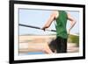 Pole Vaulter Running down the Runway (Motion Blur)-soupstock-Framed Photographic Print