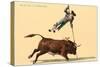 Pole Vaulting over Bull-null-Stretched Canvas