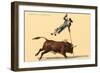 Pole Vaulting over Bull-null-Framed Art Print