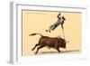 Pole Vaulting over Bull-null-Framed Art Print