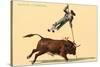 Pole Vaulting over Bull-null-Stretched Canvas