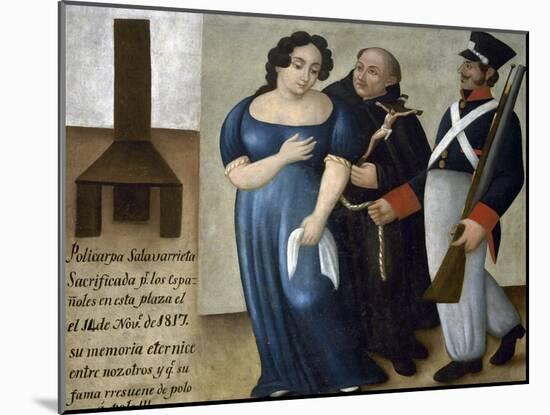 Policarpa Salavarrieta on Her Way to Execution in Bogota, 1817-null-Mounted Giclee Print