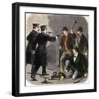 Police Arresting Safe-Crackers in a New York City Bank, 1870s-null-Framed Giclee Print