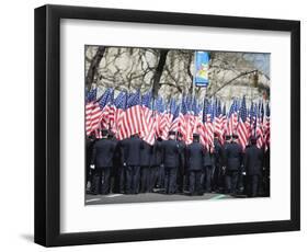 Police Carrying American Flags, St. Patricks Day Celebrations on 5th Avenue, Manhattan-Christian Kober-Framed Photographic Print