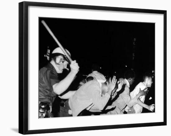 Police Club Demonstrators in Harlem on July 20, 1964-null-Framed Photo