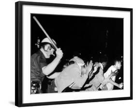 Police Club Demonstrators in Harlem on July 20, 1964-null-Framed Photo