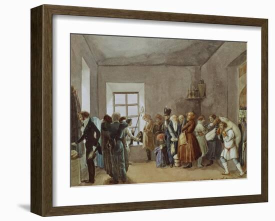 Police Commissary's Reception Room the Night before a Holiday, 1837-Pavel Andreyevich Fedotov-Framed Giclee Print