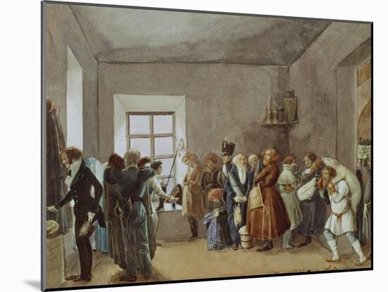 Police Commissary's Reception Room the Night before a Holiday, 1837-Pavel Andreyevich Fedotov-Mounted Giclee Print