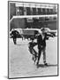 Police Dog Handler Setting Dog on Criminal Victim in Simulation Metropolitan Police-null-Mounted Photographic Print