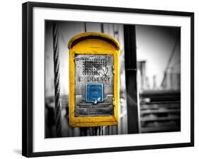 Police Emergency Call Box on the Walkway of the Brooklyn Bridge in New York City-Philippe Hugonnard-Framed Photographic Print